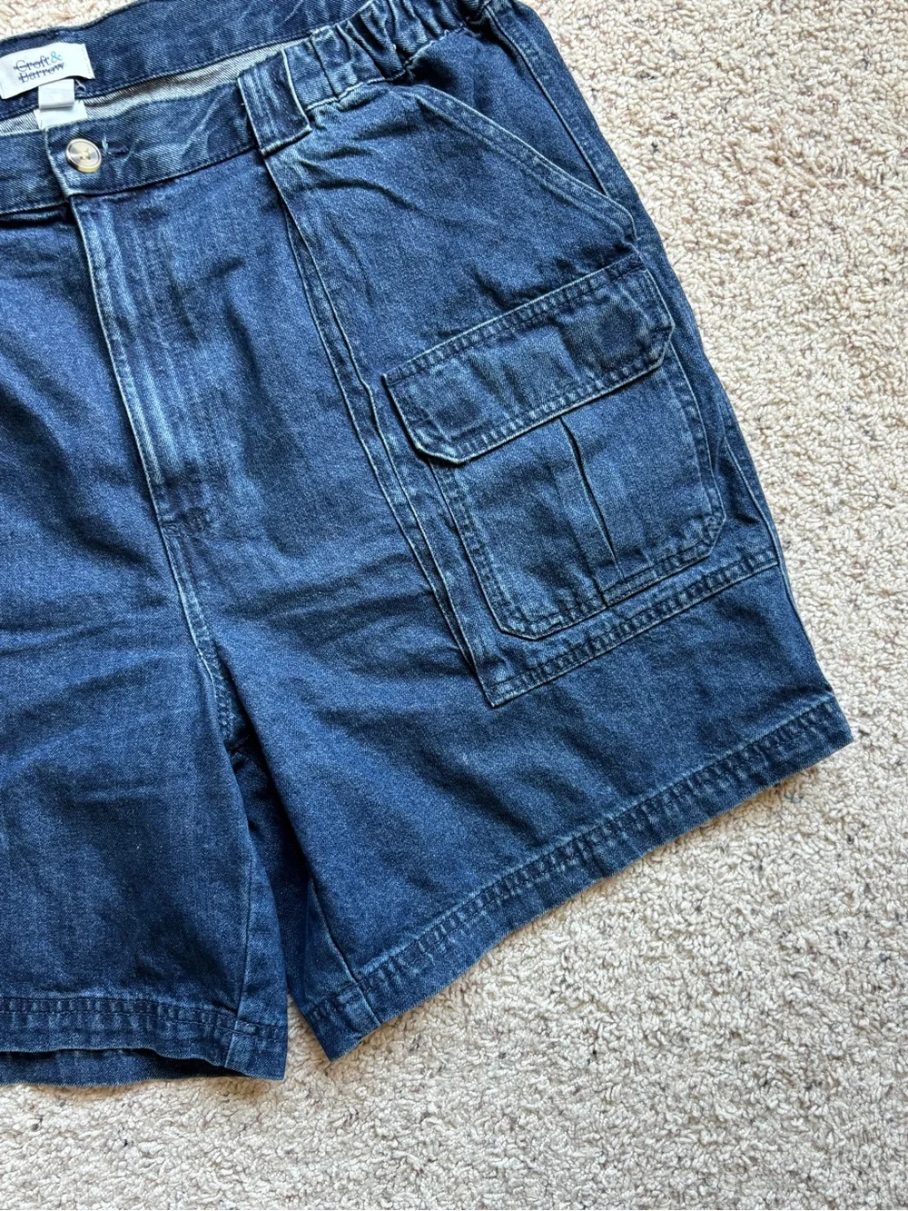 croft & barrow Dark Blue Denim Cargo Shorts men’s 40